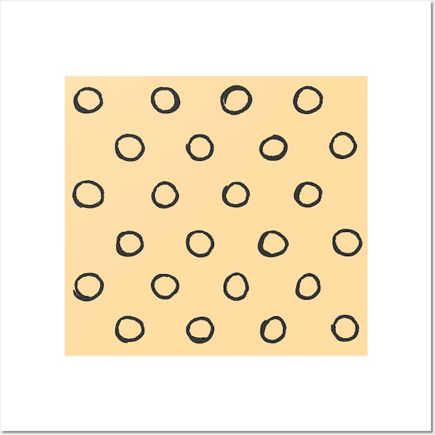 Circles pattern with beige yellow background Wall Art by BKDesigns